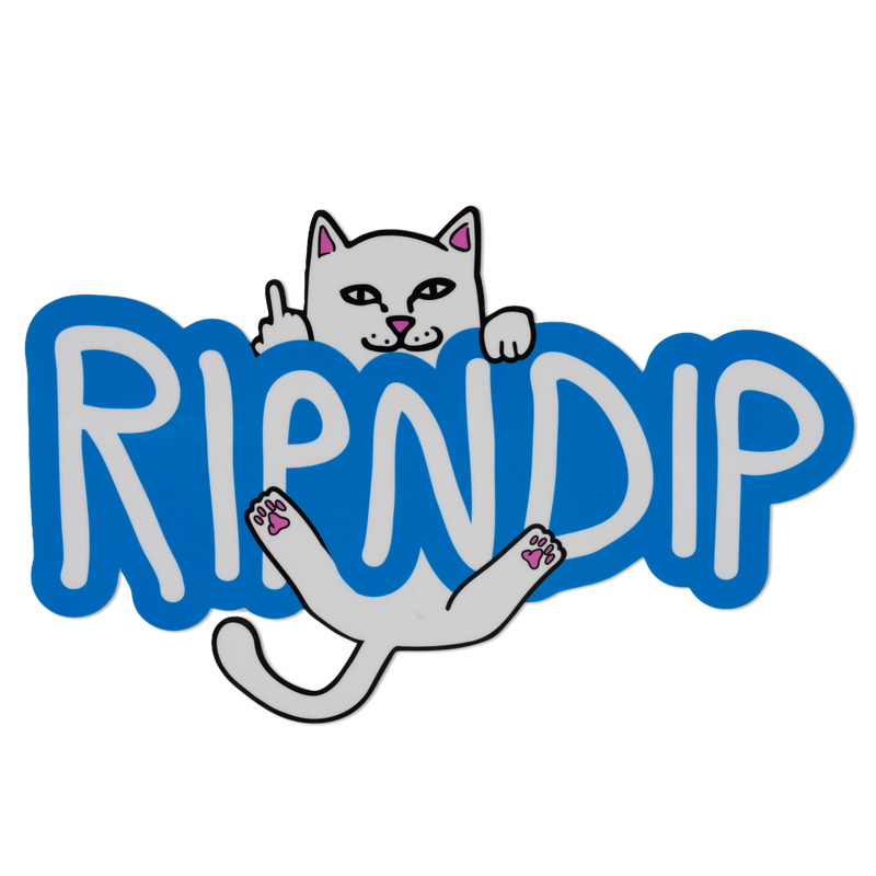 Ripndip Logo Peeking Nermal Sticker (Blue/White)