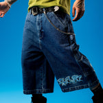 Ace Ultra Wide Leg Shorts (Medium Wash)