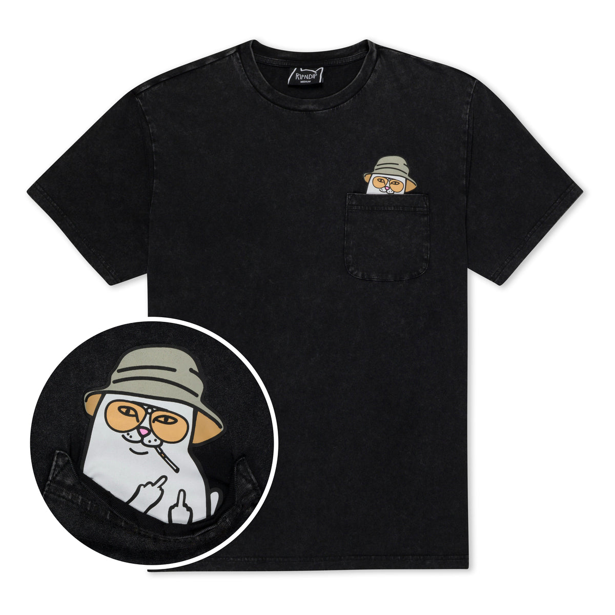 Nermal S Thompson Pocket Tee (Black Mineral Wash)
