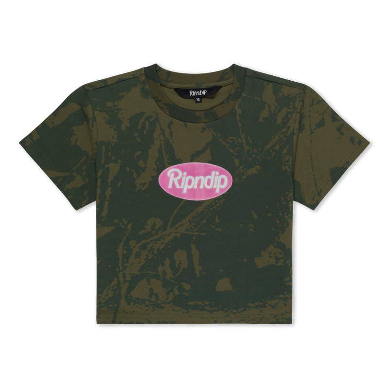 Out Here Tour Cropped Baby Tee (Forest Camo)