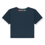 Fuku Cropped Baby Ringer Tee (Navy / White)