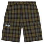 Hansen Wide Fit Cargo Shorts (Olive Plaid)