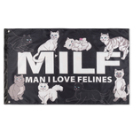 Man I Love Felines Flag (Black)