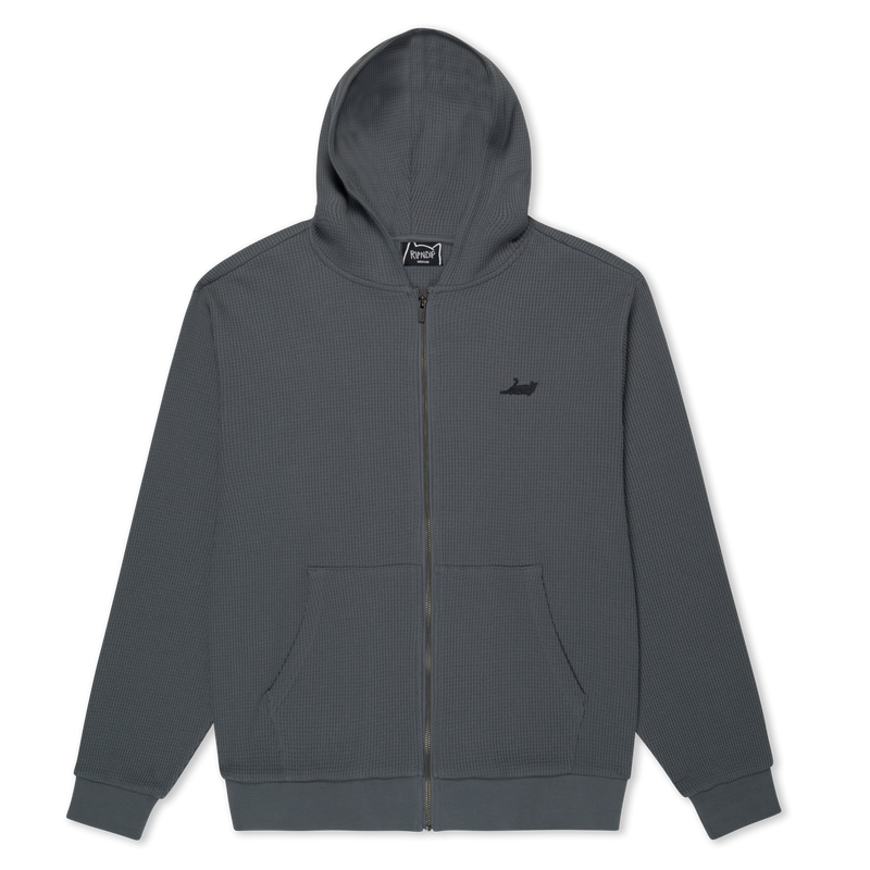 Castanza Waffle Knit Zip Up Hoodie (Charcoal)