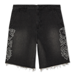 Pretty Flacko Denim Shorts (Black Vintage Wash Denim)