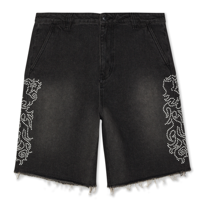 Pretty Flacko Denim Shorts (Black Vintage Wash Denim)