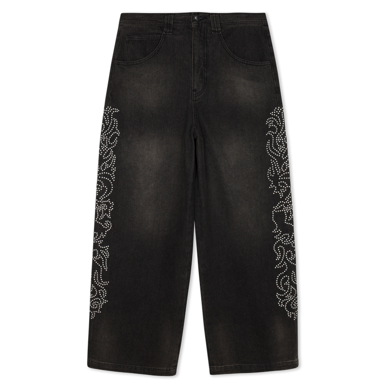 Pretty Flacko Extra Wide Leg Pants (Black Vintage Wash Denim)