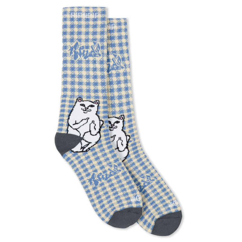 Lord Nermal Socks (Light Blue Checker)