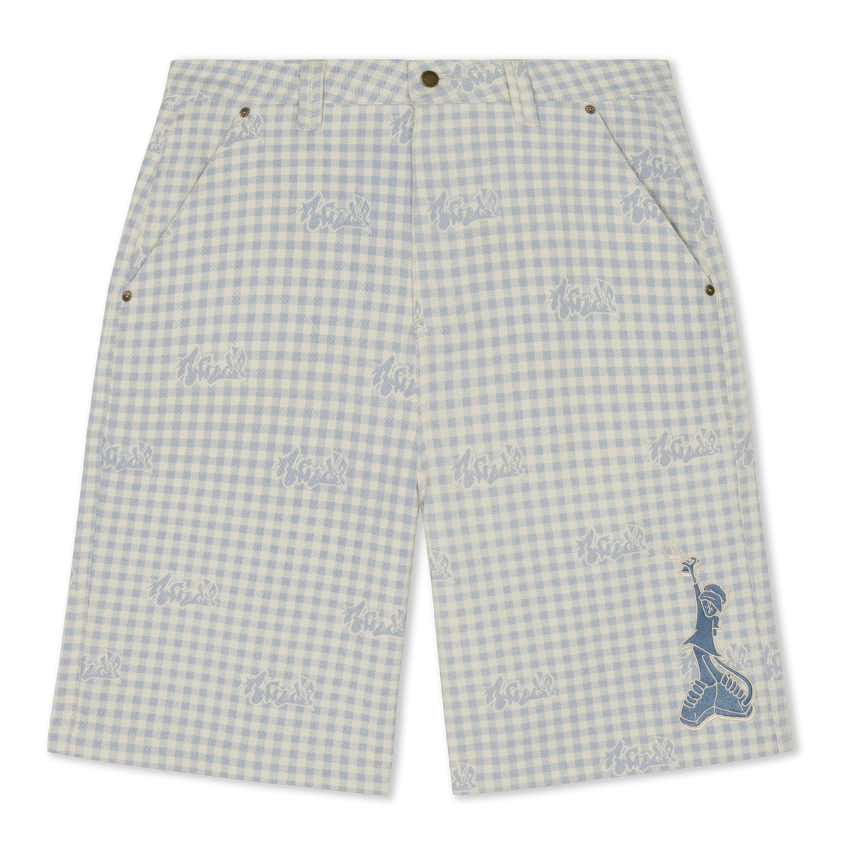 Hard In Da Paint Wide Fit Shorts (Light Blue Checker)