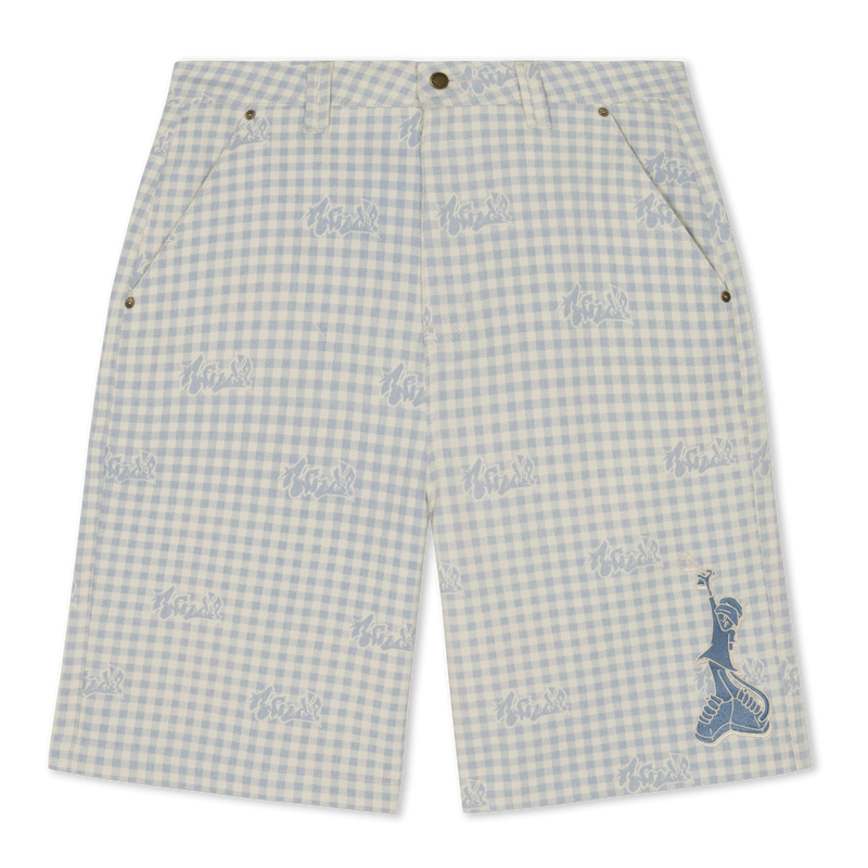 Hard In Da Paint Wide Fit Shorts (Light Blue Checker)