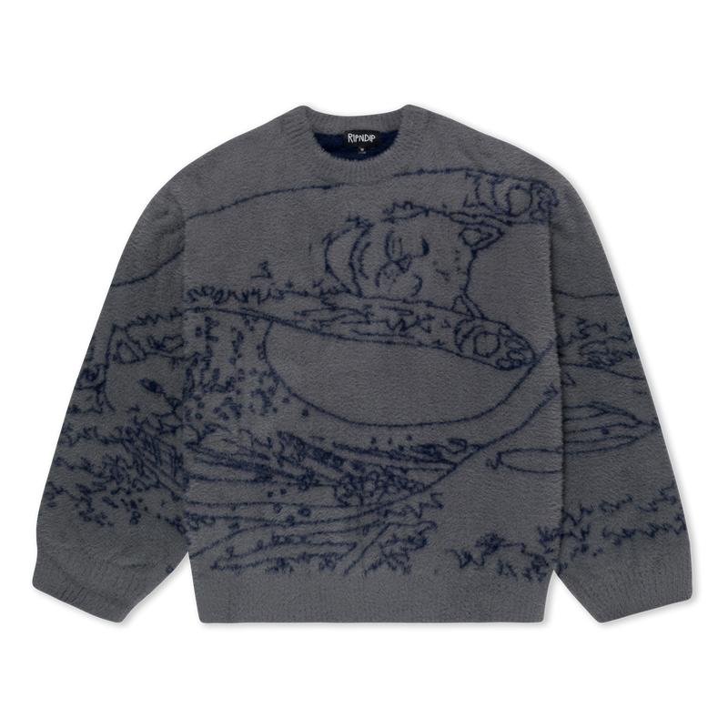 Great Wave Of Nerm Reversible Sweater (Grey / Navy)