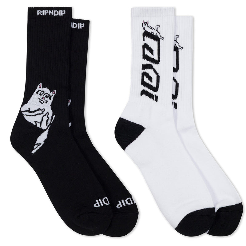 Lakai + Ripndip Lord Nermal Socks 2 Pack (Black/White)