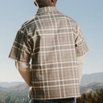 Pacific Beach Half Zip Double Sleeve Tee (Tan Plaid)