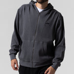 Castanza Waffle Knit Zip Up Hoodie (Charcoal)