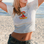 Devil Alien Cropped Baby Tee (Bone Graffiti Camo)