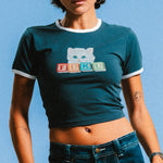 Fuku Cropped Baby Ringer Tee (Navy / White)
